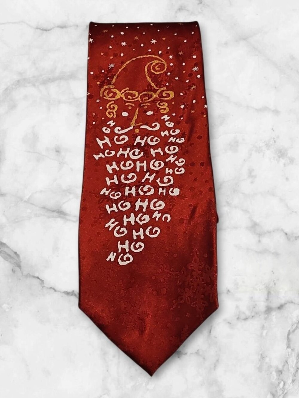 Red Christmas Santa Tie HO HO HO Novelty Holiday Necktie